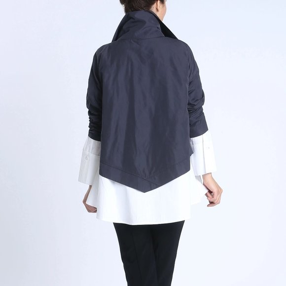 IC COLLECTION Layering Asymmetrical Crop Jacket XS Charcoal Grey 3/4 Sleeve NEW - Picture 3 of 7